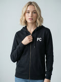 PC Zip-Up Hoodie – Black/Red